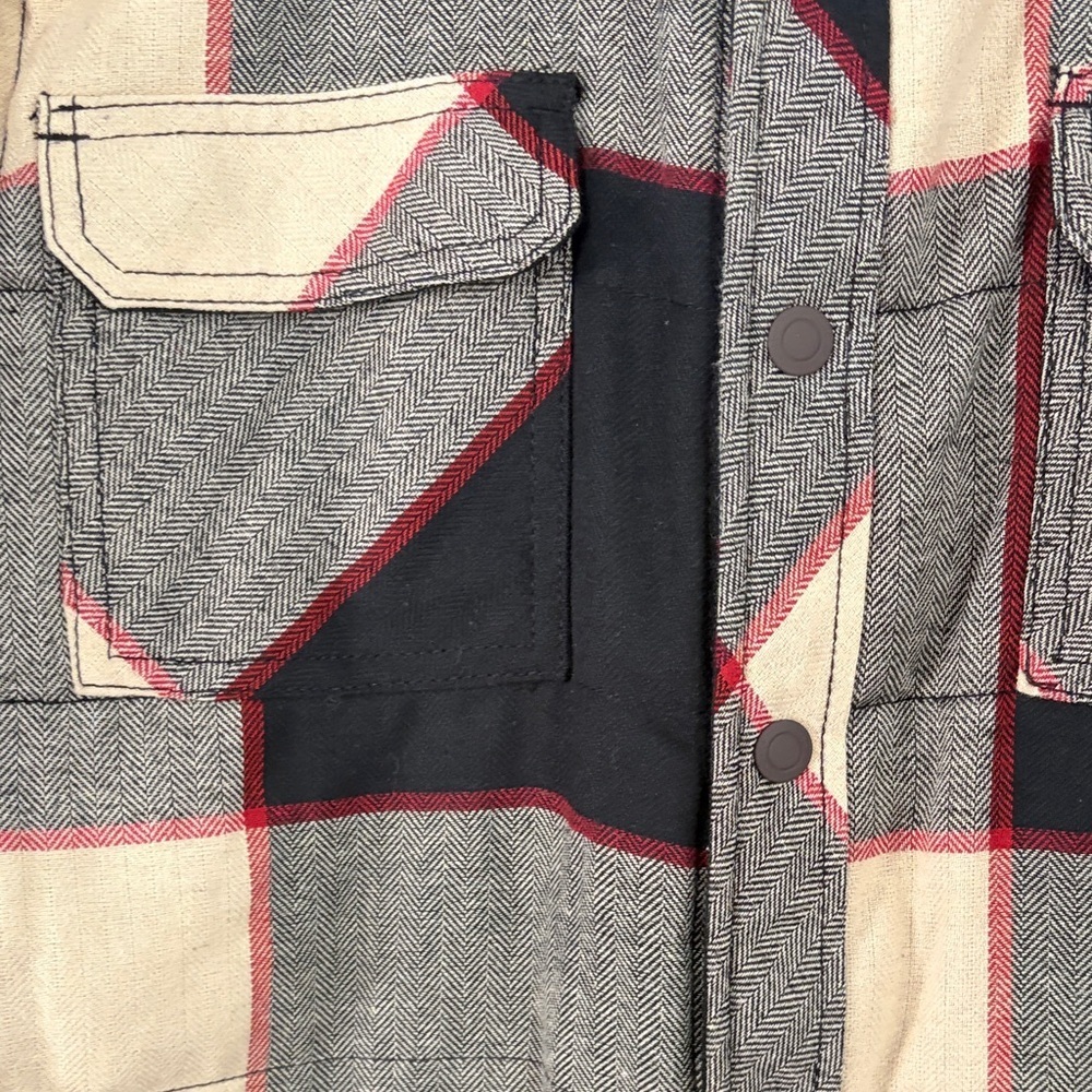 George Men's Checkered Barn Jacket - Black, Gray, Red and Cream - Picture 4 of 6